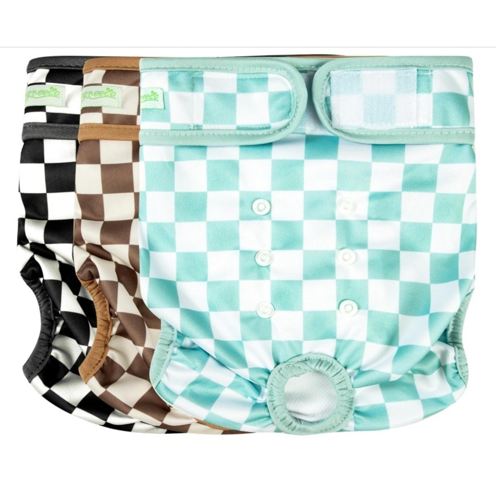 3pc‎ Wegreeco Reusable Female Dog Diapers Sz Medium Heat Period Checkers